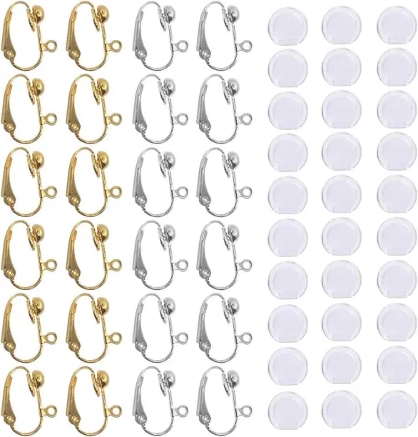 Jingchao Clip-On Earring Silicone Earring Pads 12 Pairs Silver & Gold Plated DIY Earring Jewellery …