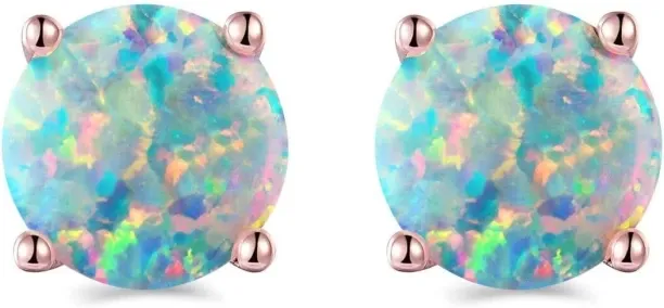 Shiyuan 925 Sterling Silver Hypoallergenic Opal Stud Earrings, Opal October Birthstone Earrings for…