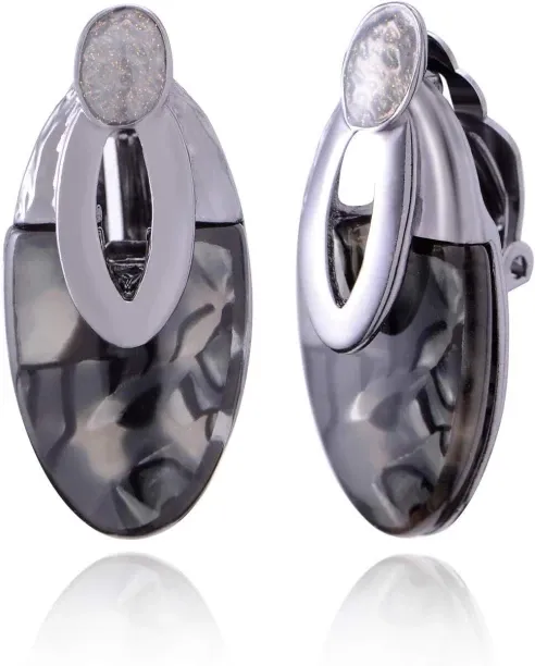 Pofufusm Clip On Marble Acrylic Earrings - Women's Fashion Statement Costume Jewelry Beatle Earring…