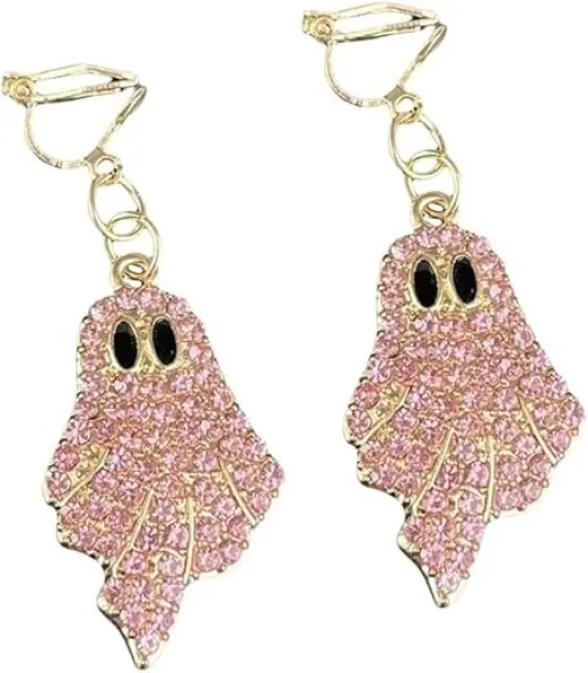 Pofufusm Shiny Rhinestone Ghost Pumpkin Drop Dangle Earrings Crystal All Saints' Day Spooky Earring…