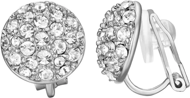 Pofufusm Clip On Earrings with Round Austrian Crystals Christmas Gifts For Women Kids Non Pierced E…