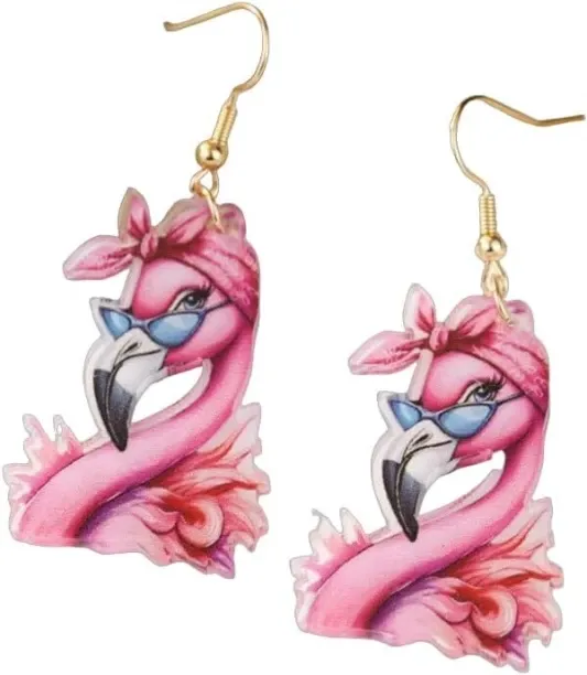 Shiyuan Hawaiian Cocktail Drink Earrings Bohemia Colorful Cute Flamingo Pineapple Wineglass Drop Da…