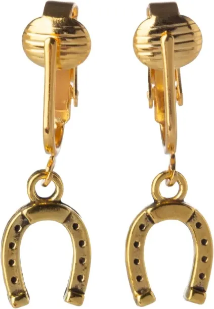 Pofufusm Non Pierced Gold Tone Clip On Western Dangling Earrings Cubic Zirconia Stainless Steel Ear…