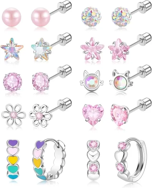 Shiyuan Surgical Stainless Steel Earrings for Women | Hypoallergenic Earrings for Girls | Kids Todd…