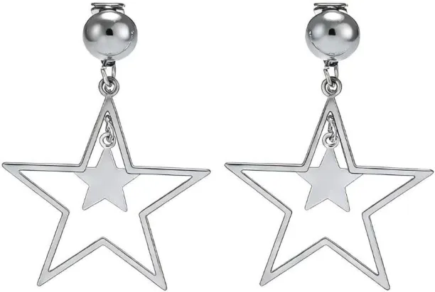 Pofufusm Star Dangle Drop Earrings for Women Double Star Clip on Earrings Y2K Non Piercing Ear Clip…