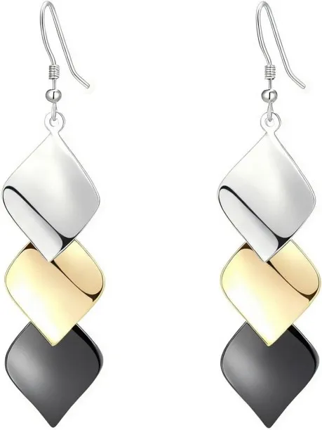 Shiyuan 925 Sterling Silver Hooks Small Dangle Drop Earrings for Women Light Weight Tricolor Subtle…