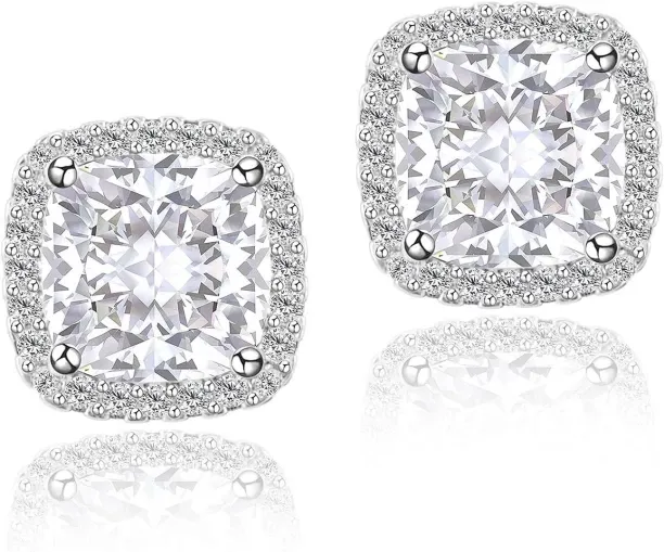 Shiyuan Cubic Zirconia Earrings Studs, CZ Birthstone Simulated Diamond Stud Earrings for Women Alex…