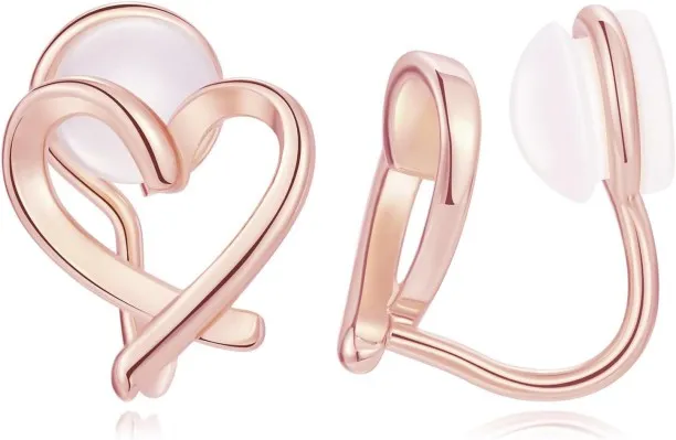 Jingchao Clip On Earrings for Women Cute Heart Earrings Non piercing Clip Earrings for Women Dainty…
