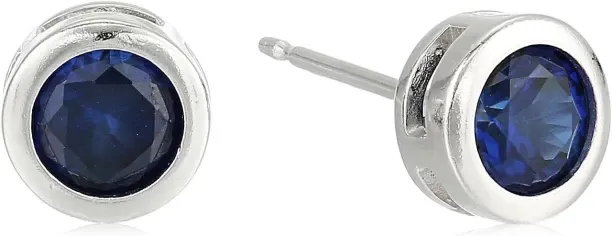 Shiyuan Sterling Silver Genuine and Created Gemstone 5mm Bezel Set Birthstone Stud Earrings Alexand…