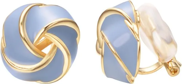 Pofufusm Knot Multicolor Clip on Earrings For Women Silver and gold Plated Large Non Pierced Floral…