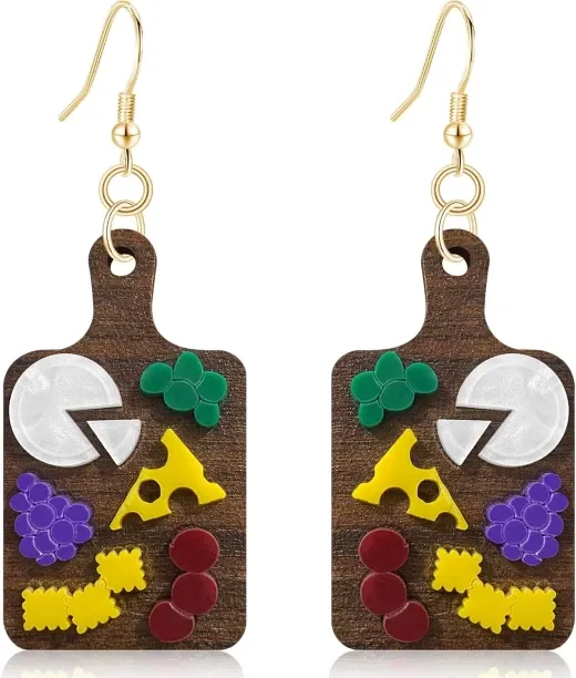 Shiyuan Handmade Bohemian Tribal Vintage Natural Wooden Chopping Board Dangle Drop Earrings funny C…