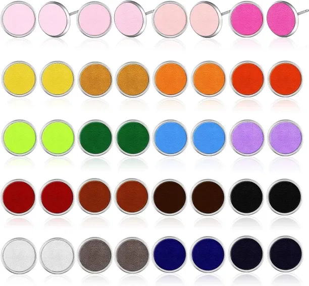 Shiyuan 20 Pairs Colorful Round Druzy Stud Earrings for Women Faux Leather Stud Earrings Bulk Stain…