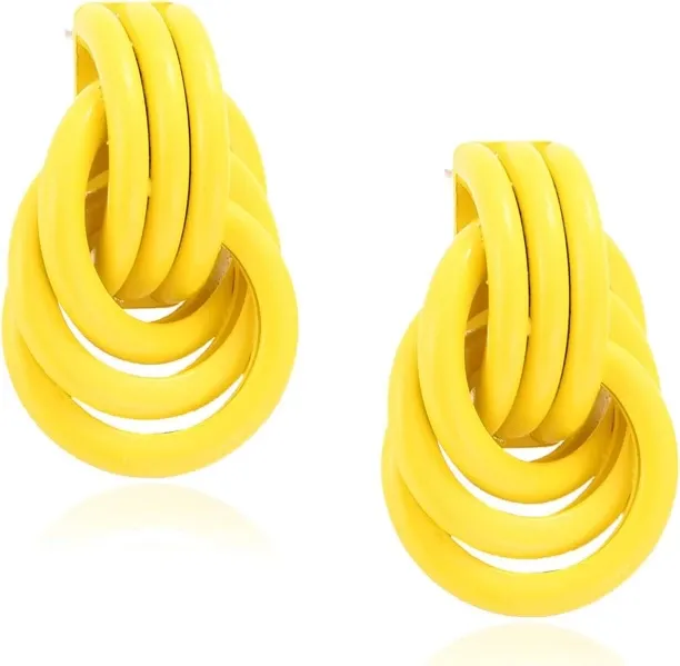 Shiyuan VANGETIMI Chunky Gold Statement Earrings - Trendy, Fashion Knot Geometric Drop Dangle Earri…