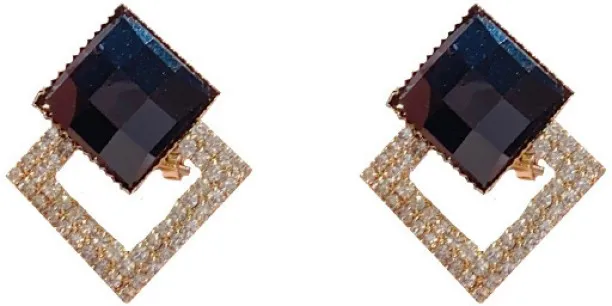 wangran E434 Diamond ear clasp - gold Zircon Alloy Rhinestone Studs