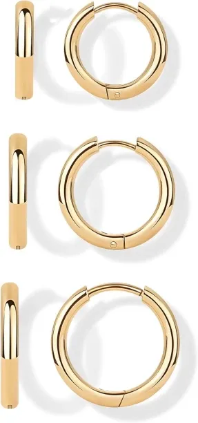 Shiyuan Waterproof Hoop Earrings Set for Women - Stainless Steel Multi-Pack with Cubic Zirconia - S…