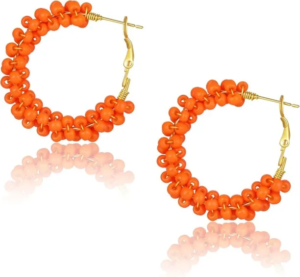 Shiyuan Clowich Colorful Fun Beaded Earrings for Women,Boho Flower Hoop Earrings,Exquisite Handmade…