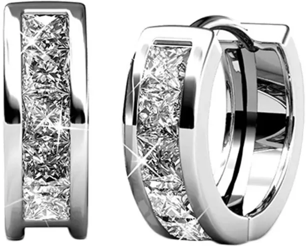 OMGift ta01-881-2 Zircon Metal Hoop Earring