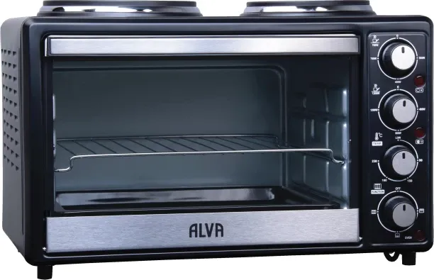 ALVA Mini Kitchen - 25L Electric Oven With 2 Plate Stove Conventional Electric Cookers