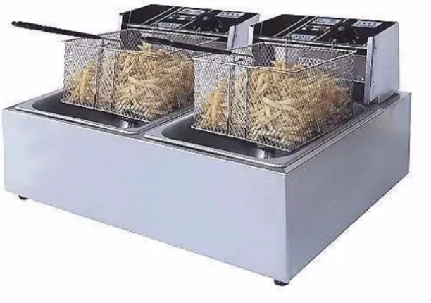 Generic Two Tank Electric Chips Fryer_ 6L Double Pan Deep Fryer Silver 10 L Electric Deep Fryer