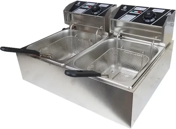 SpSp 5L+5L Double Commercial Electric Deep Fryer Stainless Cookware Silver 10 L Electric Deep Fryer