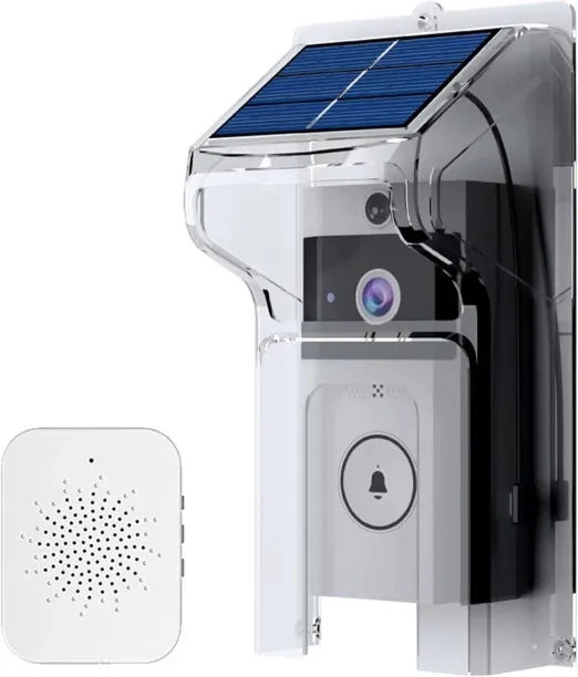 QISHI Wireless WiFi Video Doorbell Camera with Solar Rain Cover - Two-Way Audio, Night Vision, Clou…