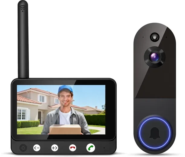 Fariedl Video doorbell with display (black) Wireless Door Chime