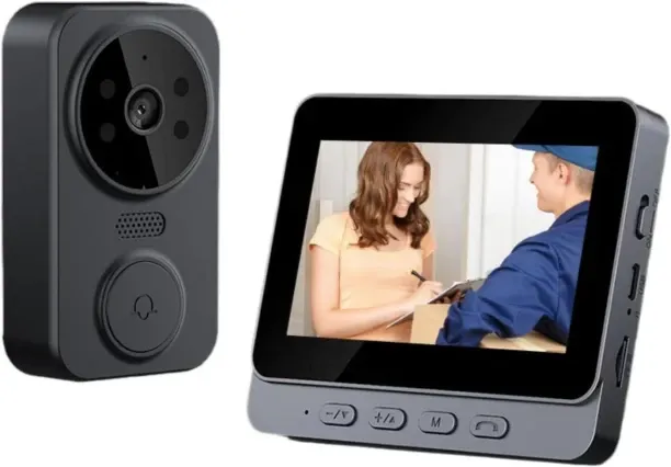 Bloo Wireless Video Doorbell,4.3-inch IPS 1080P Monitor Screen Door Bell Camera with Two-Way Audio,…