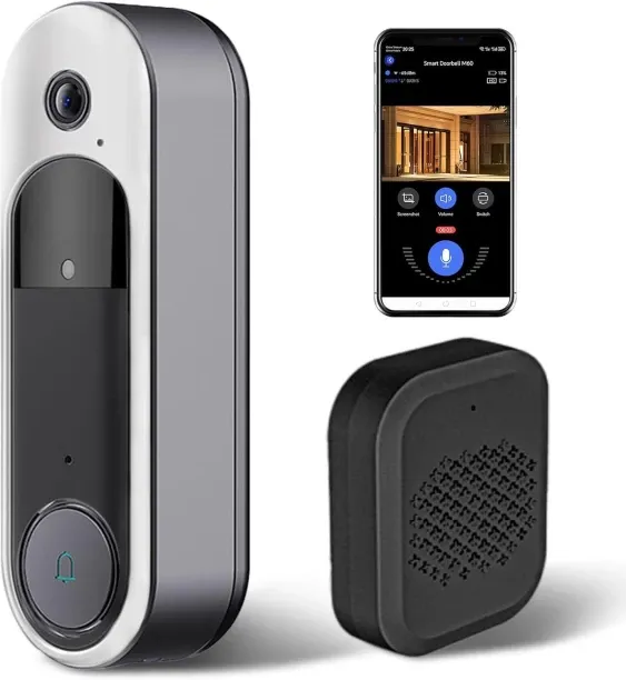 SHIJIN Wireless HD Video Doorbell Camera, Live View 2-Way Audio, Safe Doorbell with Night Vision, C…