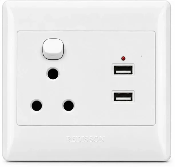 SA 2-in-1 Wall Socket Outlet with Dual USB Charging Ports – White 16 A M Socket