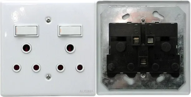 Alphacell Switch wall socket - 2x16a 4x4 (steelcover) 16 A Manual  Electrical Switch