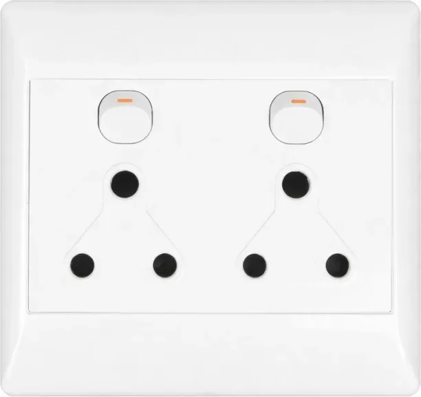 redisson D01 Double Wall Socket 4×4 (White) 16 A Manual  Electrical Switch
