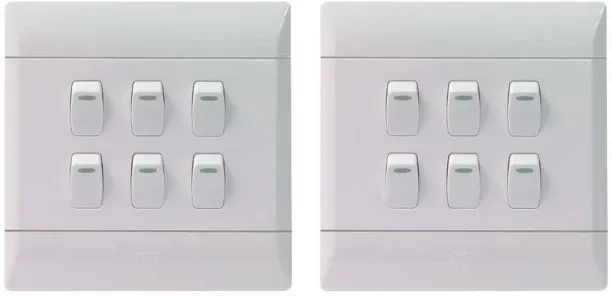 Cbi Light Switch 6L1W 4X4 White 16 A Manual  Electrical Switch