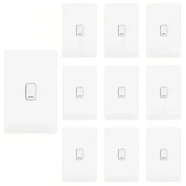 AIYI 10-Pack 1-Gang 1-Way 2x4 16A Wall Light Switch AY271-001 16 A Manual  Electrical Switch
