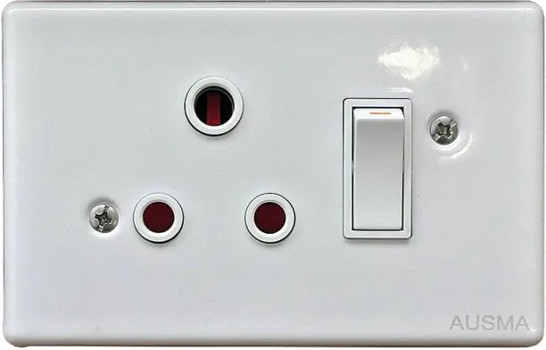 Alphacell Switch wall socket single 4x2 (steelcover white) 16 A Manual  Electrical Switch