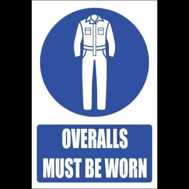 sign Overalls must be worn 29cm x29cm Emergency Sign