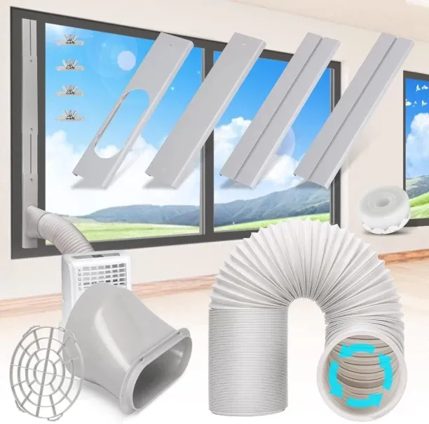 Zuosheng Portable Air Conditioner Window Vent Kit with 5.9” Exhaust Hose Adjustable Portable AC Win…