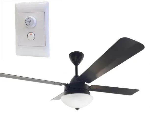 Solent Highbreeze 4-blade with Oyster Light Fitting and Wall Mounted Regulator 1200 mm Underlight C…