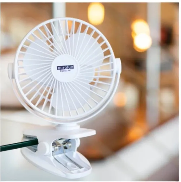 Eurolux USB Mini Clip-On Rechargeable Desk Fan (White) – 3-Speed Portable Personal Cooling, Model F…