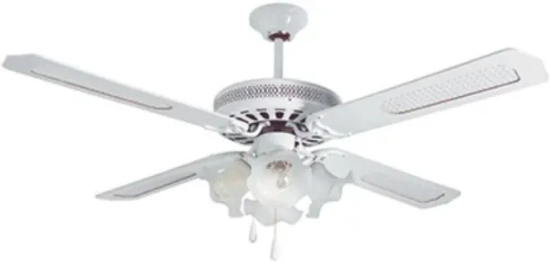 Eurolux Rattan Ceiling Fan - 480mm - White - 4 Light - 4 Blade 480 mm Ceiling Fan