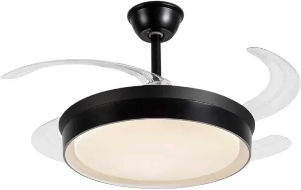 Hello Today Black Retractable Blade LED Ceiling Fan Light A 106 cm Energy Saving, LED Display, Reve…