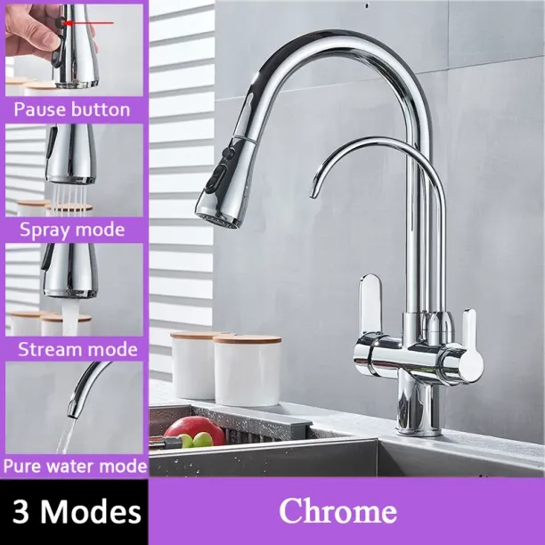 MAX (Chrome B) Purified Kitchen Faucet 360 Degree Rotation Purification Deck Mounted Filtered Water…
