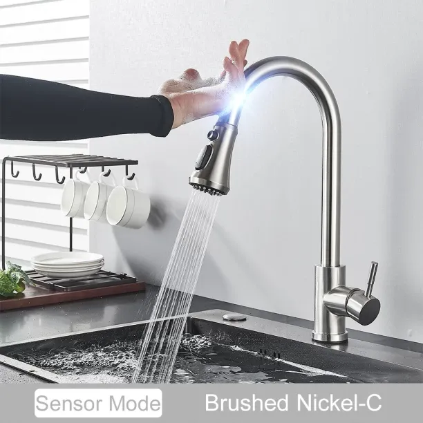 MAX (brushed nickel C)Pull Out Sensor Black Kitchen Faucet Sensitive Touch Control Faucet Mixer For…