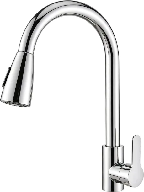 AIYI Pull-Down Kitchen Mixer Tap with Spray Head, Single Lever Sink Faucet Silver Chrome AY373-024 …