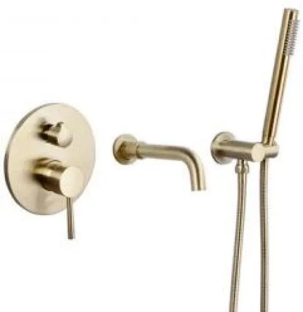 Trendy Taps Brushed Gold Wall Mounted Bath With Tap Mixer Faucet