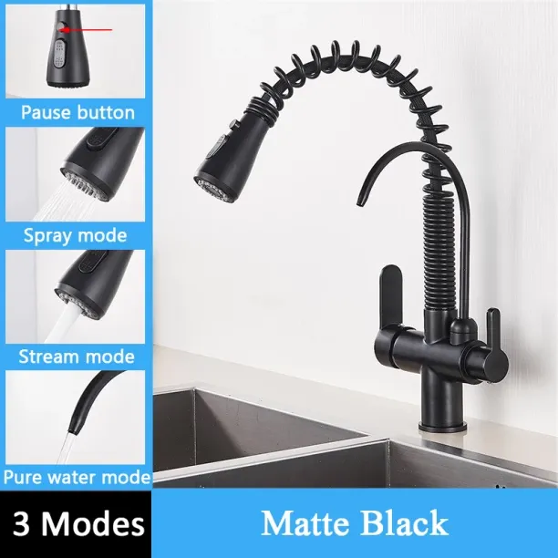 MAX (Matte Black C) Purified Kitchen Faucet 360 Degree Rotation Purification Deck Mounted Filtered …