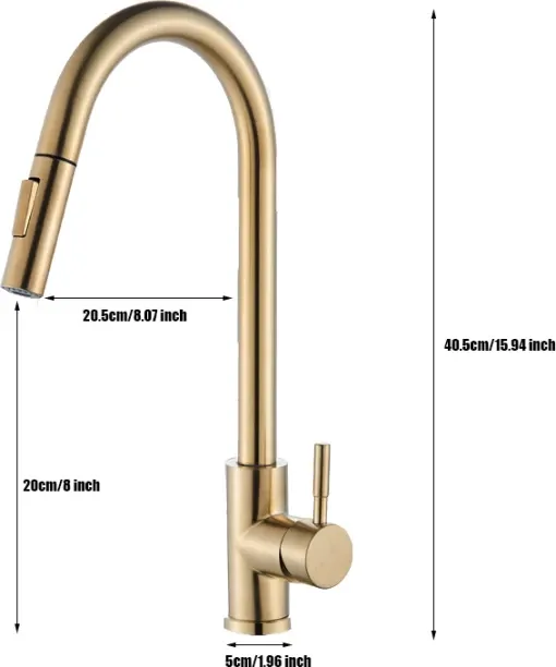 MAX (Brushed Gold) Kitchen Faucet Brushed Gold Pull Out Kitchen Sink Water Tap Single Handle Mixer …