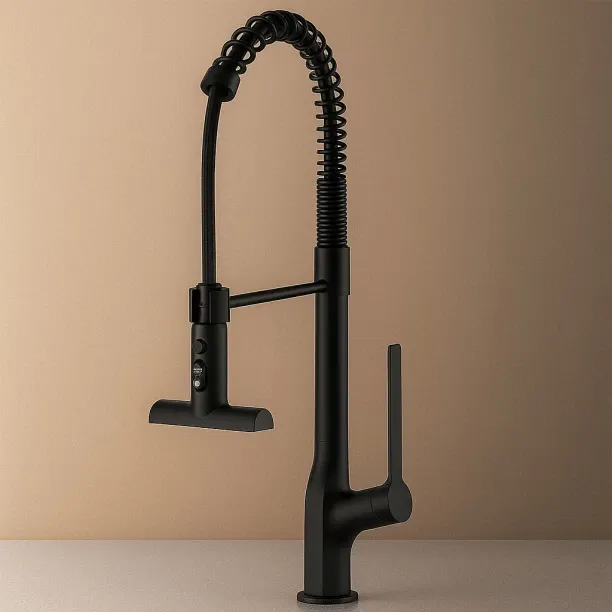 Serenity Home Novara Flexi Pull Out Kitchen Mixer-Matt Black Mixer Faucet