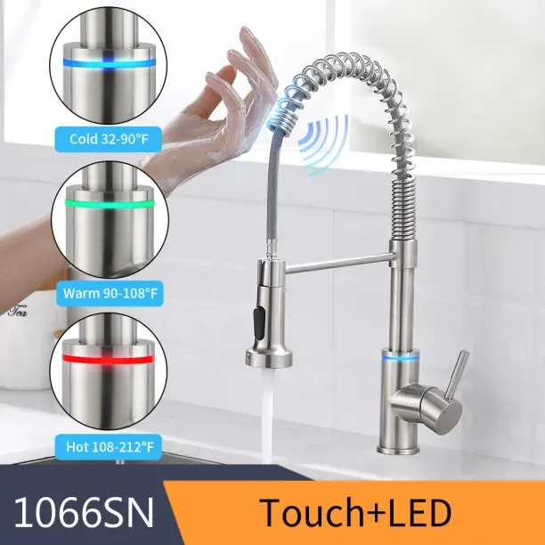 MAX (1066-Brush Nickel)Smart Touch Kitchen Faucets Crane For Sensor Kitchen Water Tap Sink Mixer Ro…