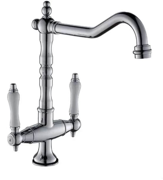 Trendy Taps Chrome Large Spout, Dual-Lever Swivel Tap Basin Mixer Faucet