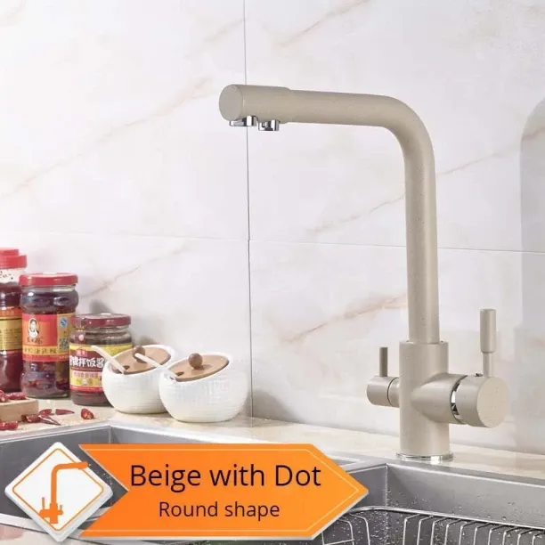 MAX (Beige with dots A)White Kitchen Faucet Purity Kitchen Sink Mixer Tap Beige with Dot Purificati…